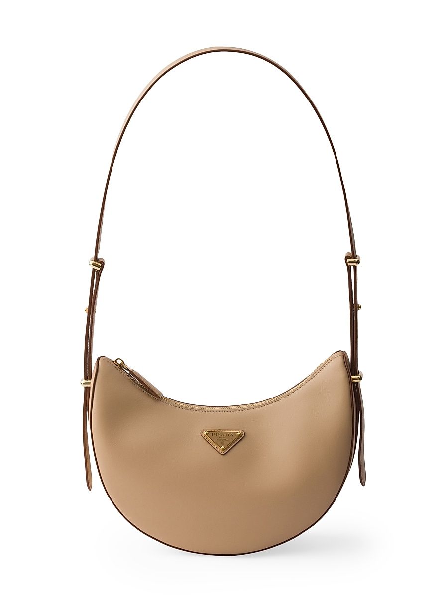 Women's Arqué Small Leather Shoulder Bag - Beige