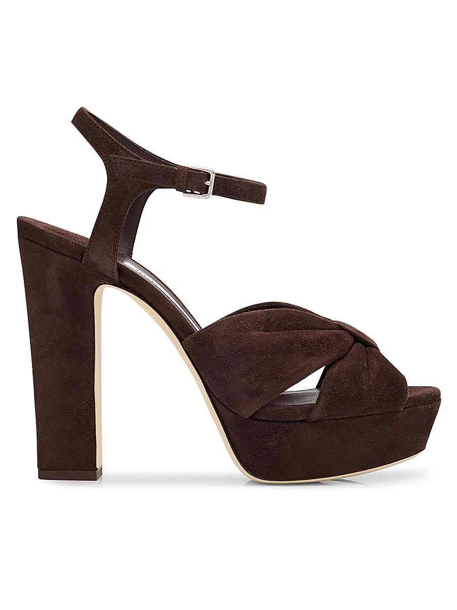 Women's Heloise 120MM Suede Platform Sandals - Chocolate - Size 11.5
