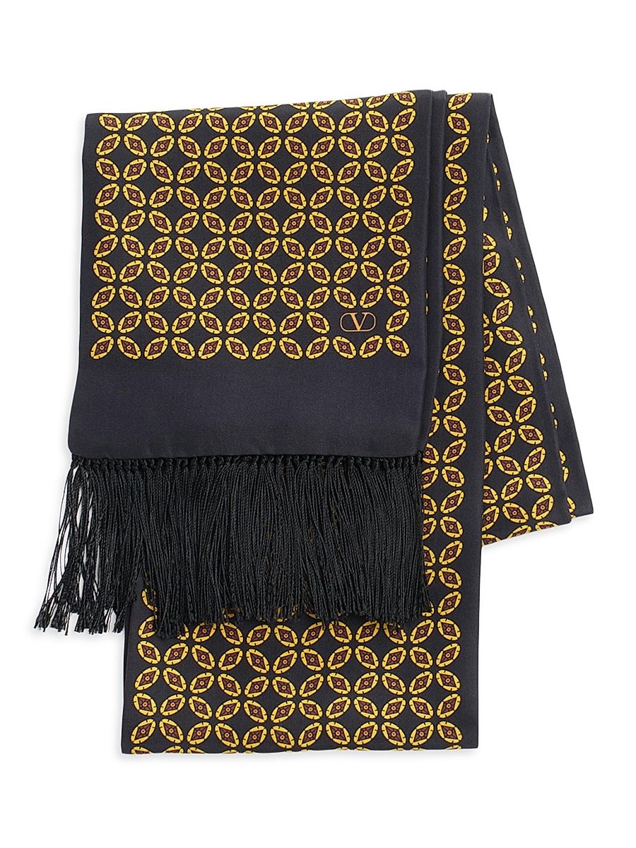 Men's Chamber Silk Bandeau Scarf with Fringe - Multicolored
