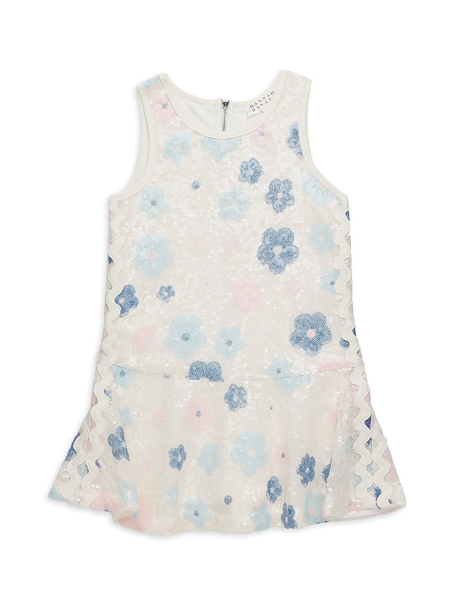 Little Girl's & Girl's Sequined Ric-Rac-Trimmed Dress - Ivory Multi - Size 4