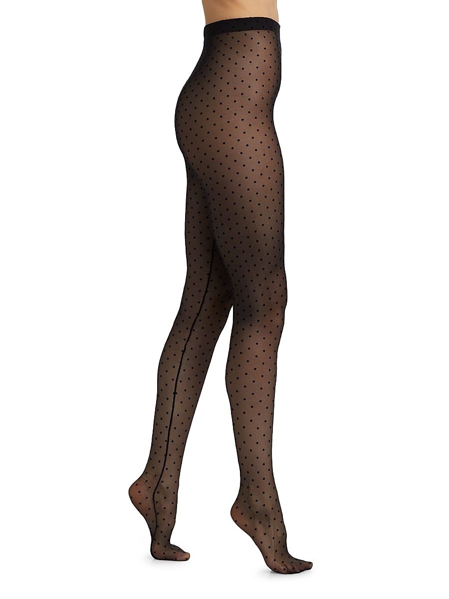 Women's Polka Dot Tights - Black - Size Medium