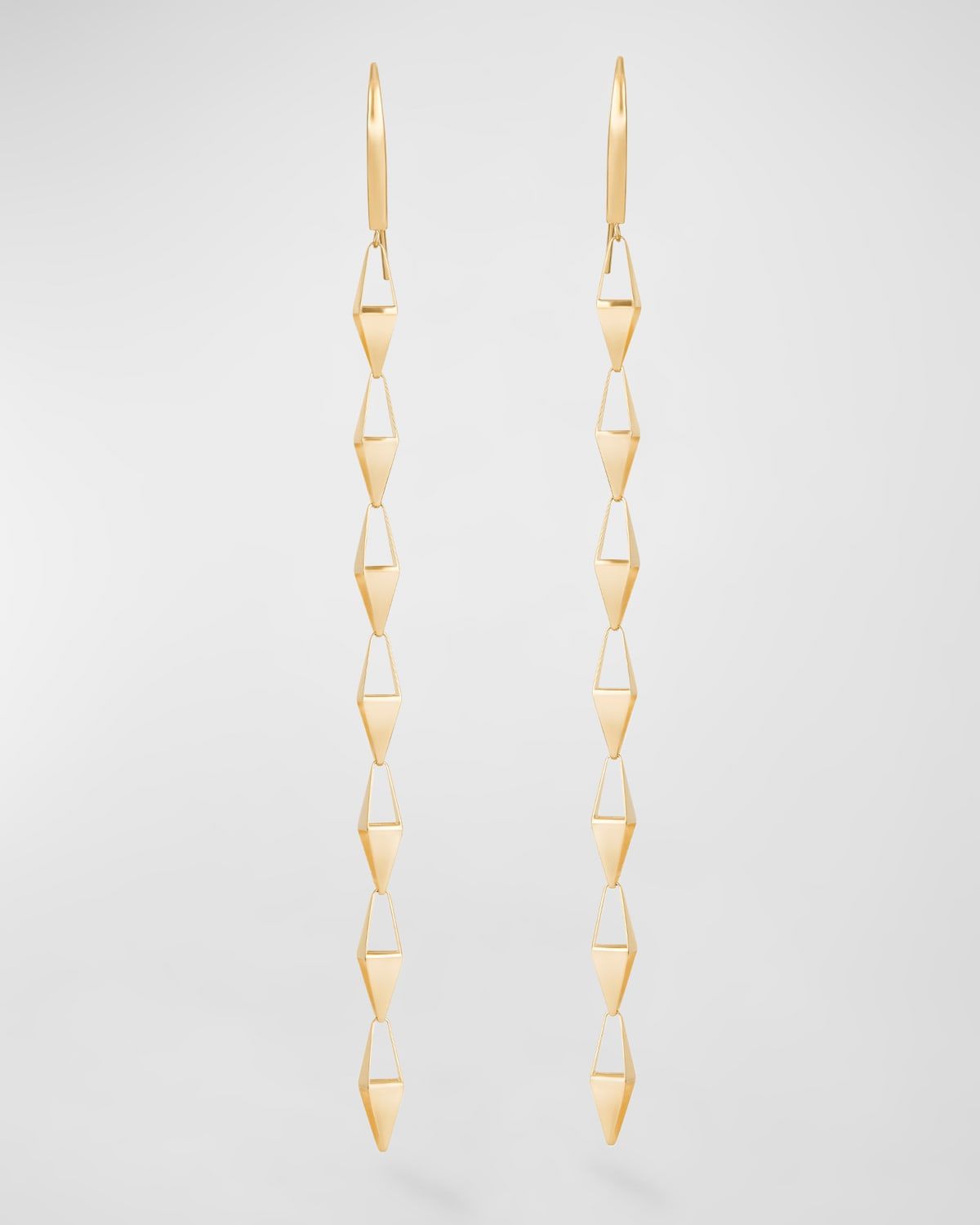 Laser 3D Kite Long Linear Hook Earrings