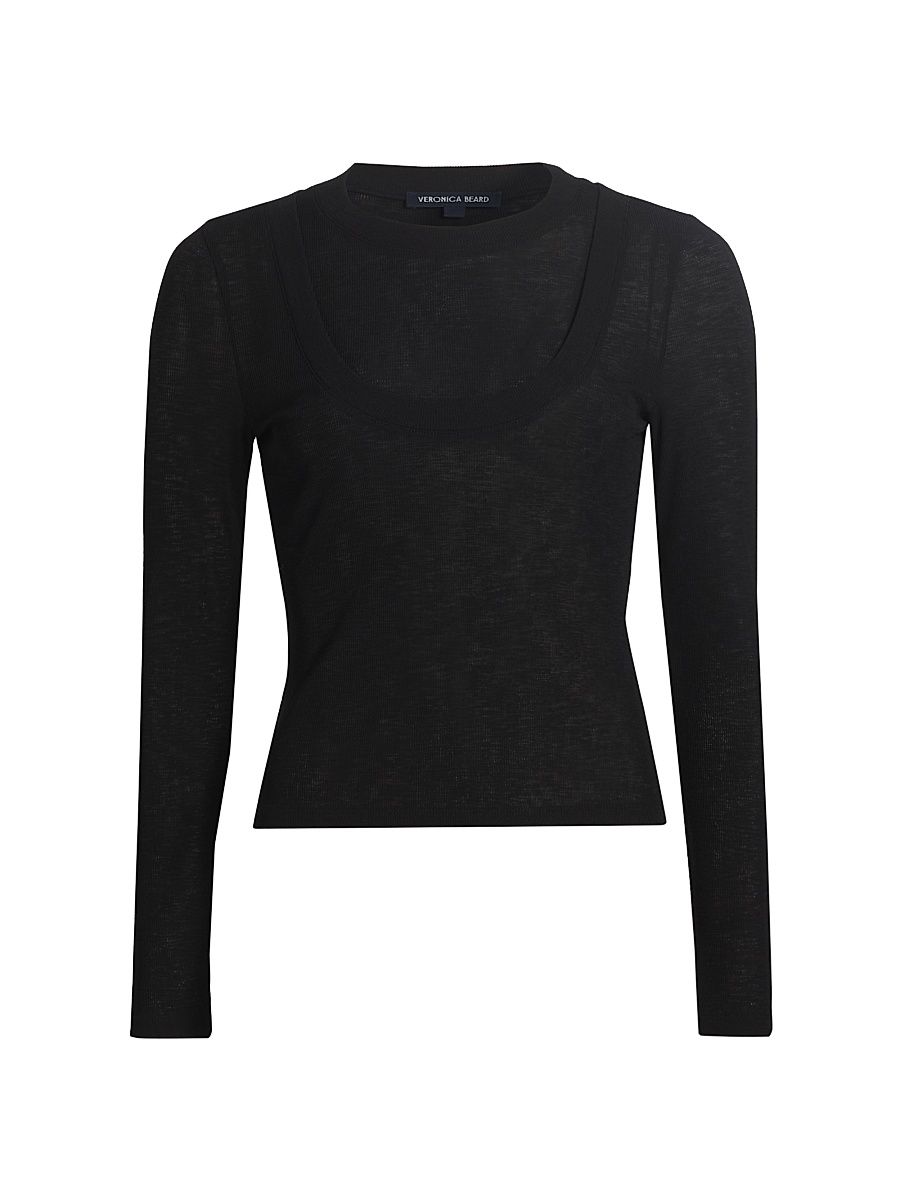 Women's Neita Crewneck Long-Sleeve Top - Black - Size XL