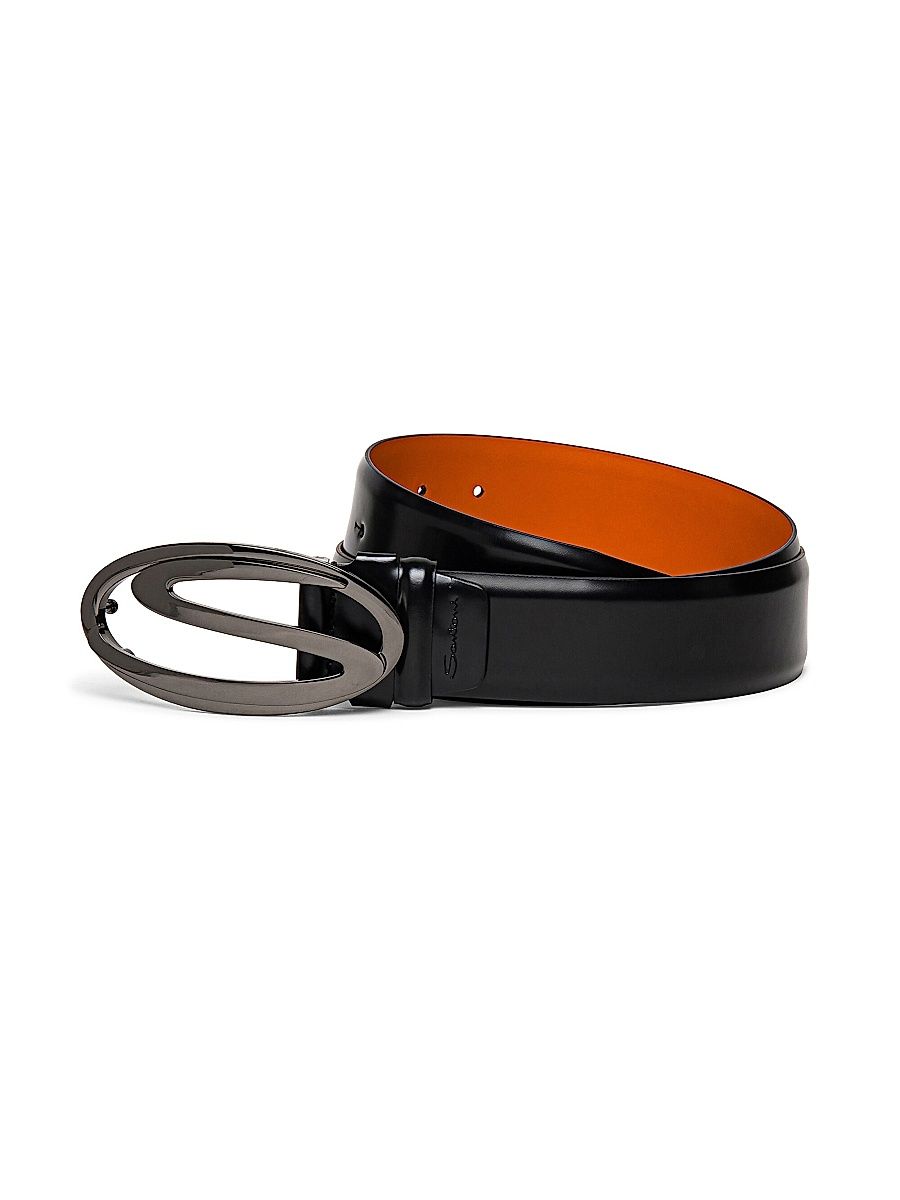 Men's Adjustable Leather Belt - Black - Size 40