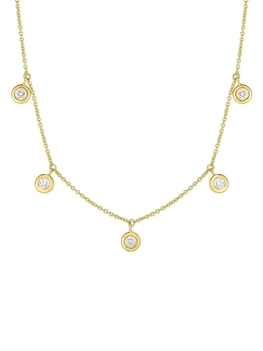 Women's Diamond By The Inch 18K Yellow Gold & Diamond Dangle Necklace - Yellow Gold - Size 16