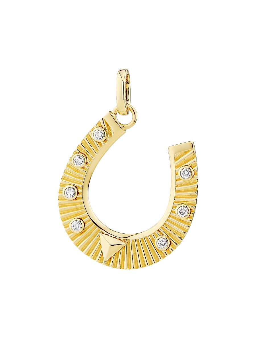 Women's Protection 18K Yellow Gold & 0.23 TCW Diamond Horseshoe Pendant - Yellow Gold
