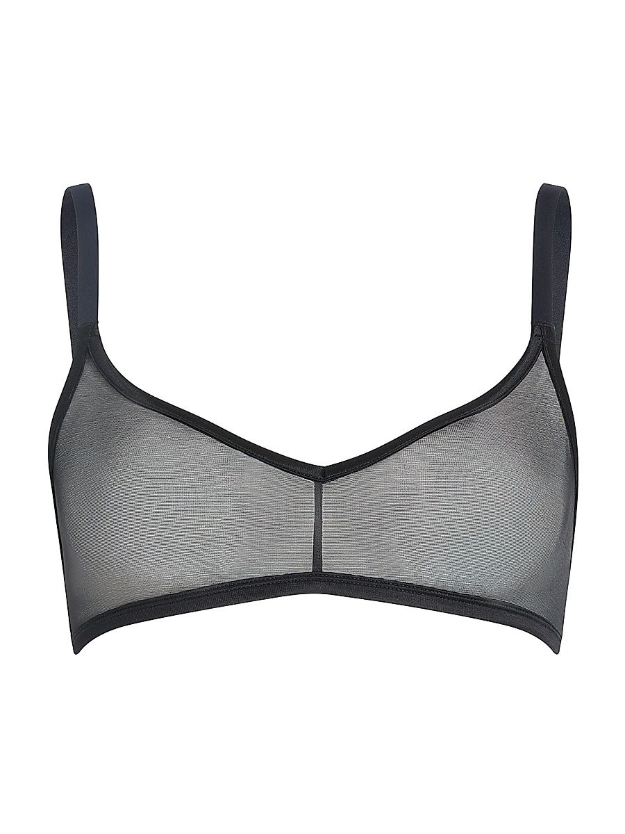 Women's Mesh Triangle Bralette - Black - Size XL
