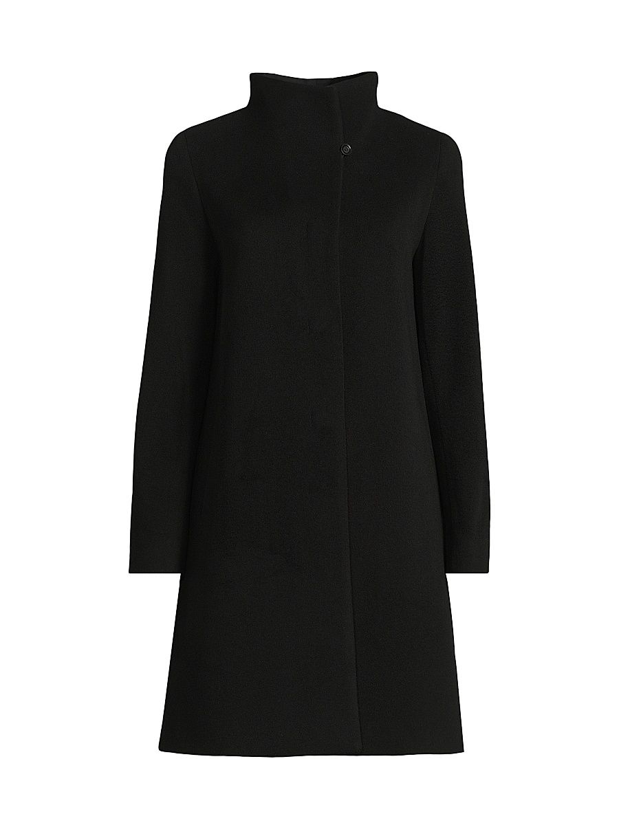 Women's Icons Envelope Collar Mid Length Coat - Black - Size 2