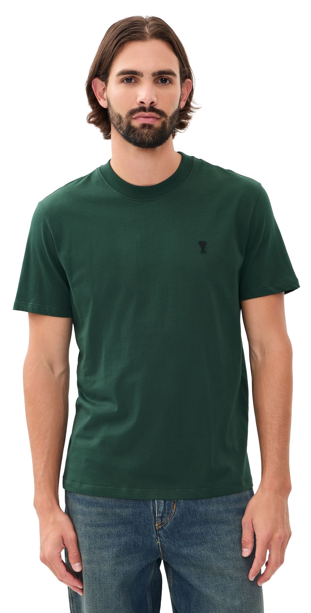 AMI Quota T-Shirt Vert Bouteille/ Noir XXL