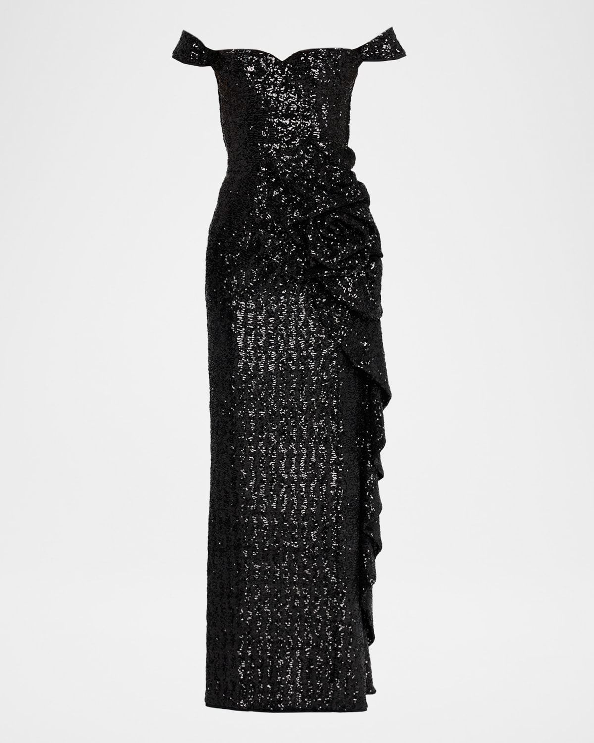 Iska Off-Shoulder Sequin Column Gown