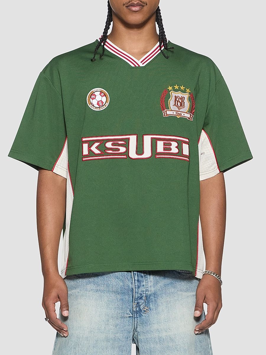 Men's Jersey-Printed V-Neck T-Shirt - Green - Size XXL