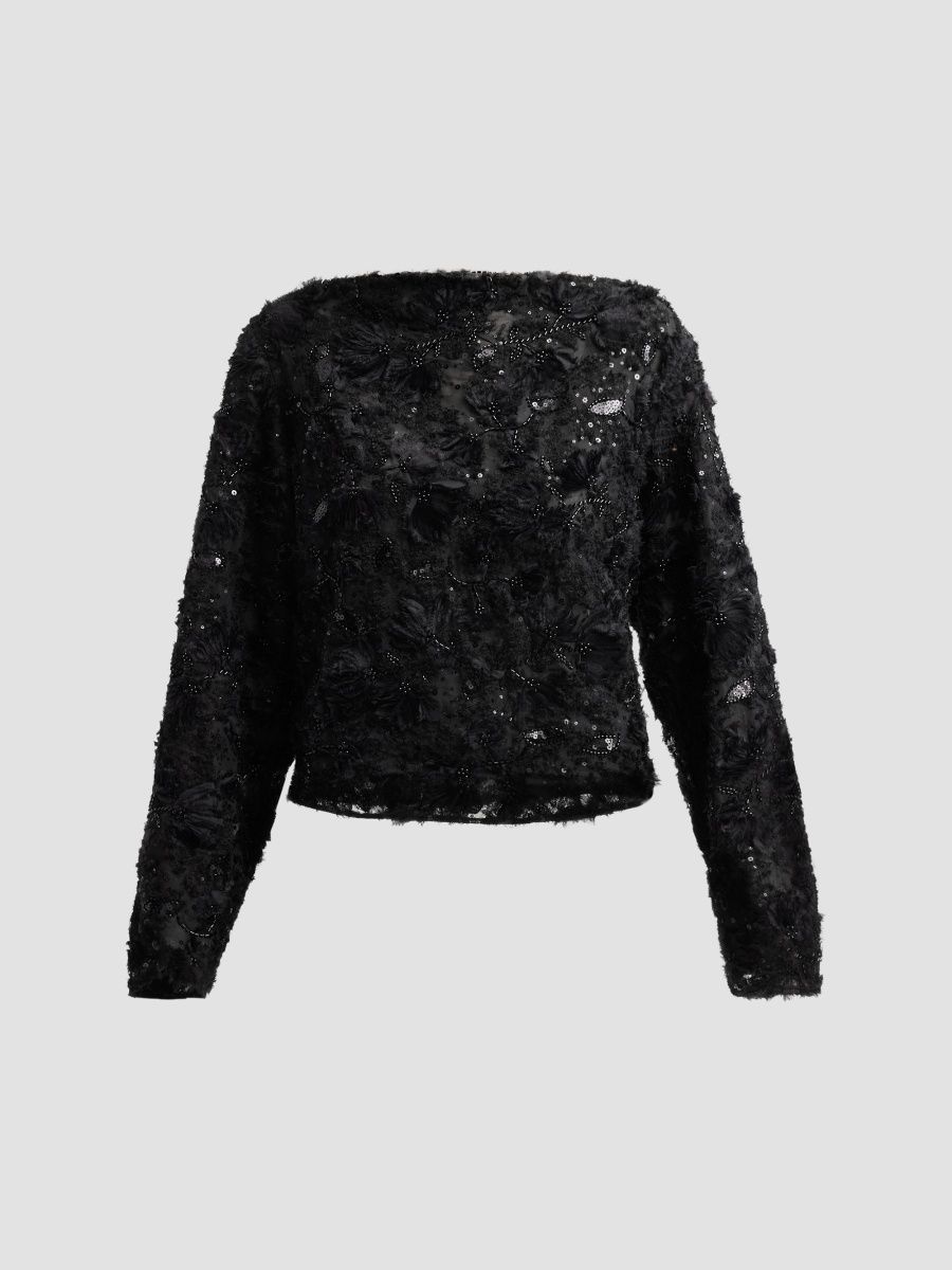 Prabal Gurung Women's Embellished Organza Blouse - Black - Size 4