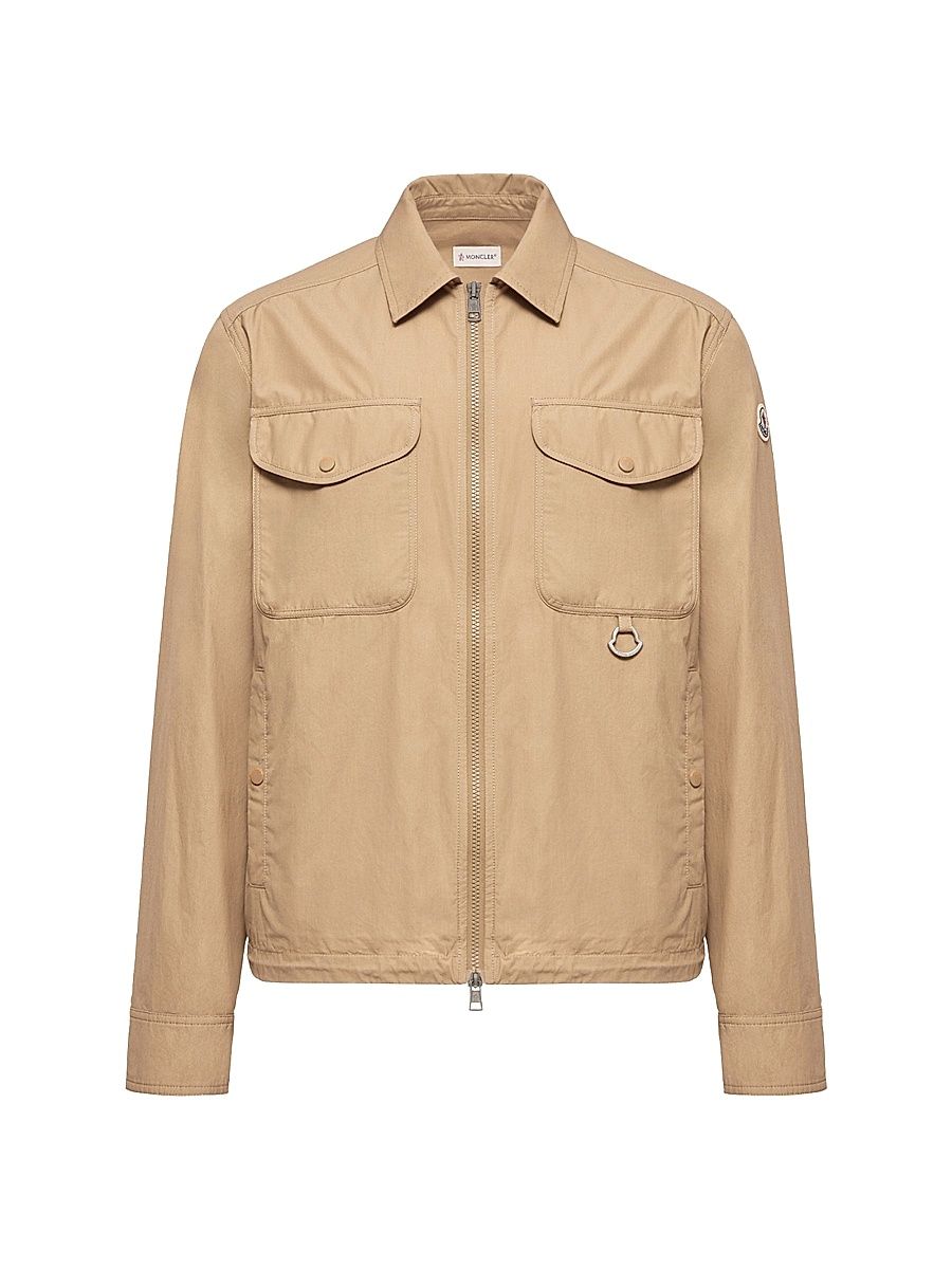 Men's Zip-Up Shirt in Cotton Poplin - Beige - Size XXL