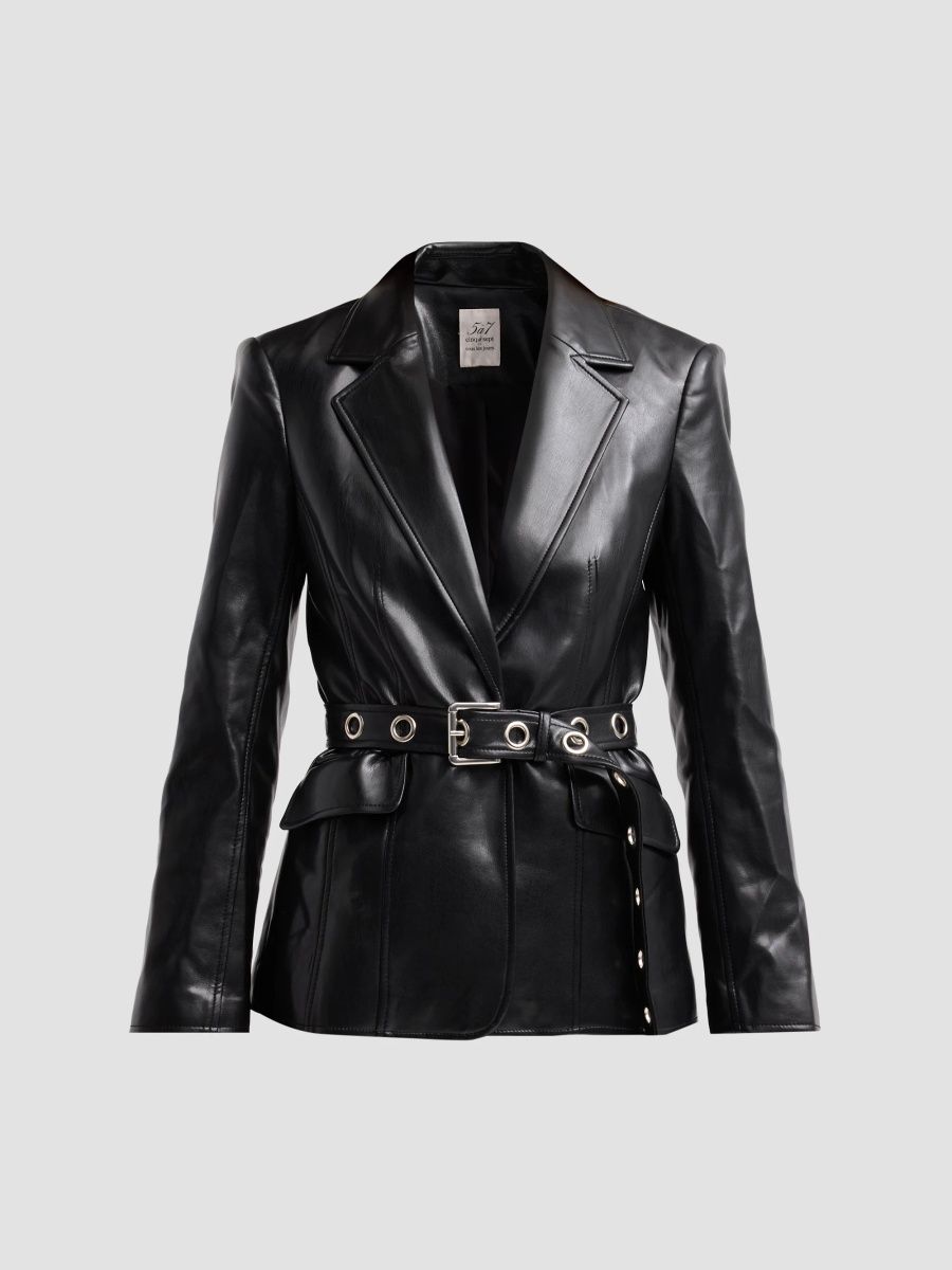 Women's Santana Vegan Leather Blazer - Black - Size 14