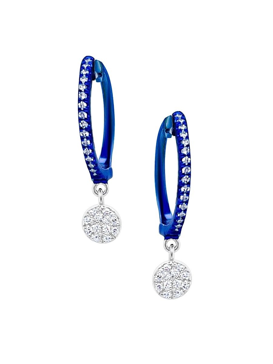 Women's 14K White Gold & 0.14 TCW Diamond Drop Earrings - Blue