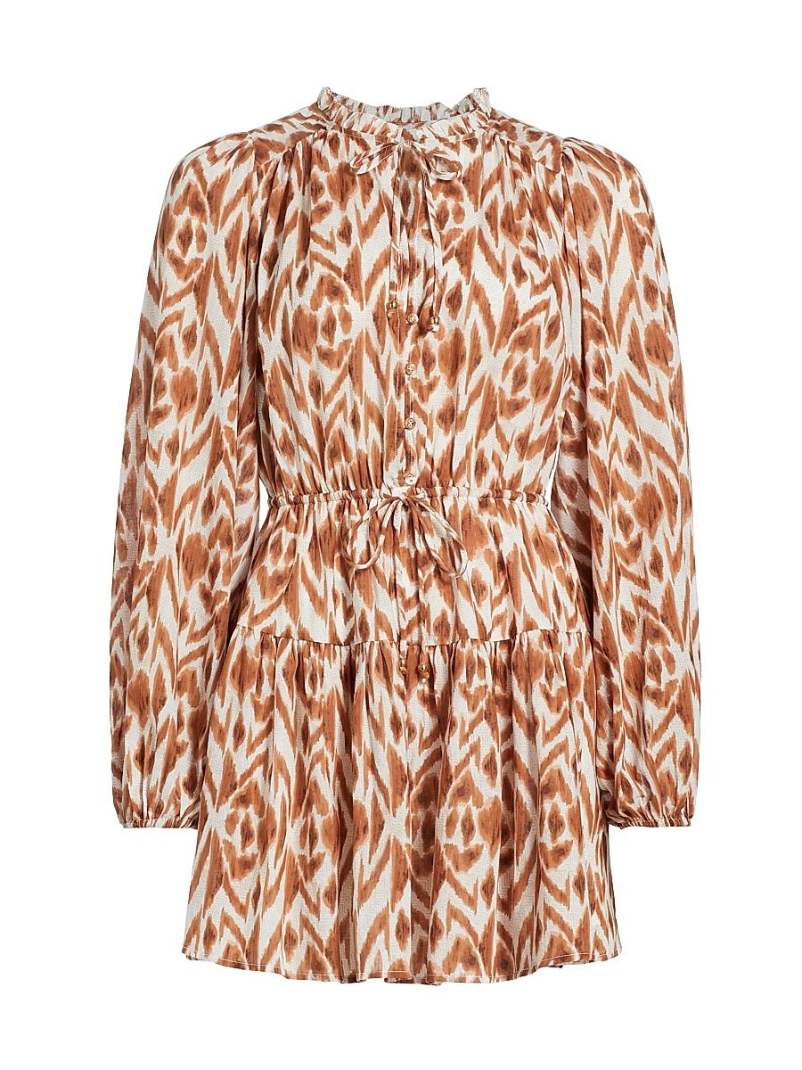 Women's Marisa Ikat-Inspired Minidress - Chocolate Aztec - Size 4