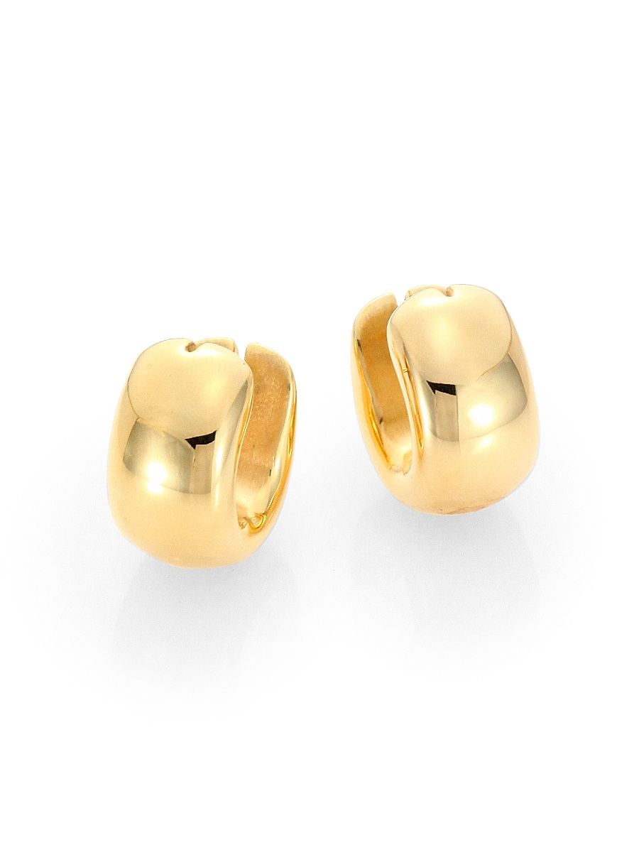 Women's 18K Yellow Gold Huggie Hoop Earrings/0.6" - Gold
