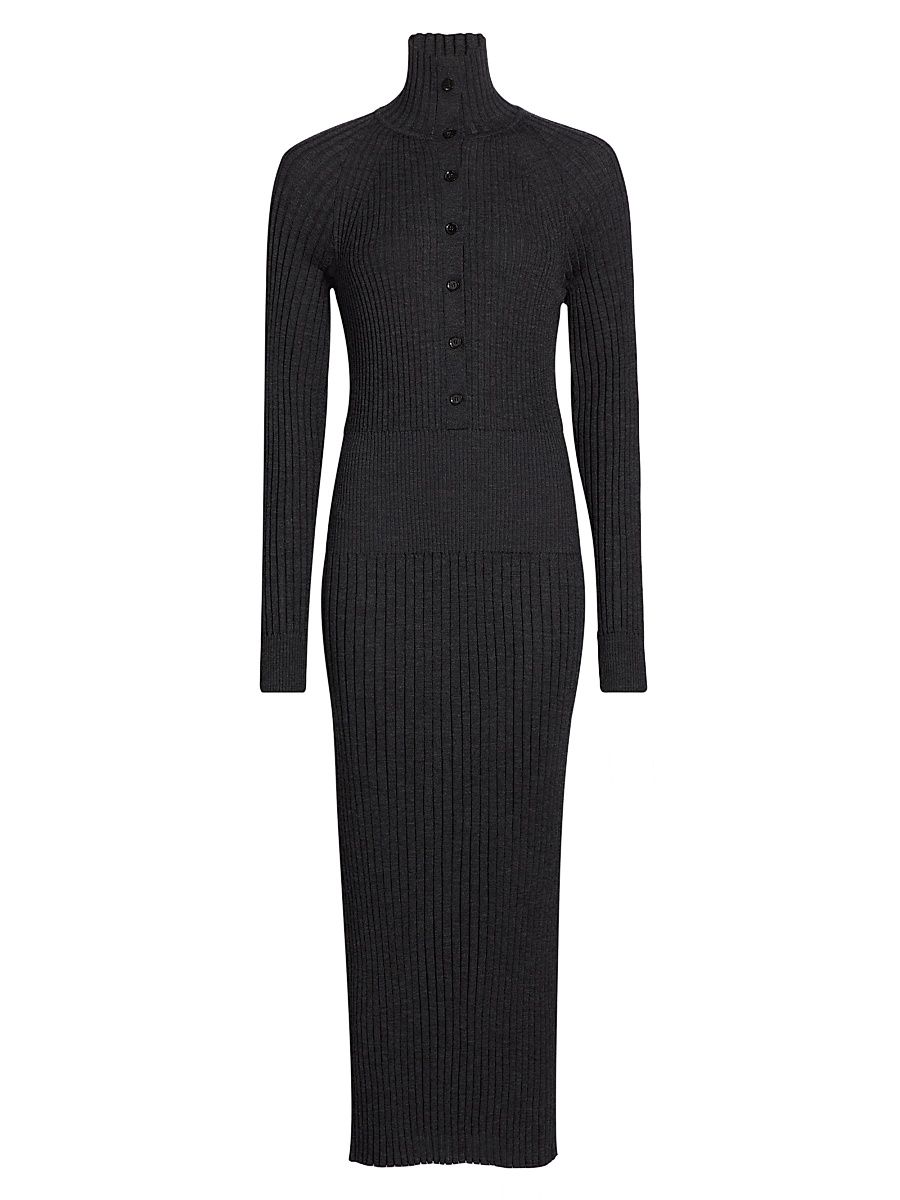 Women's Maeve Knit Wool & Silk Dress - Charcoal - Size Medium