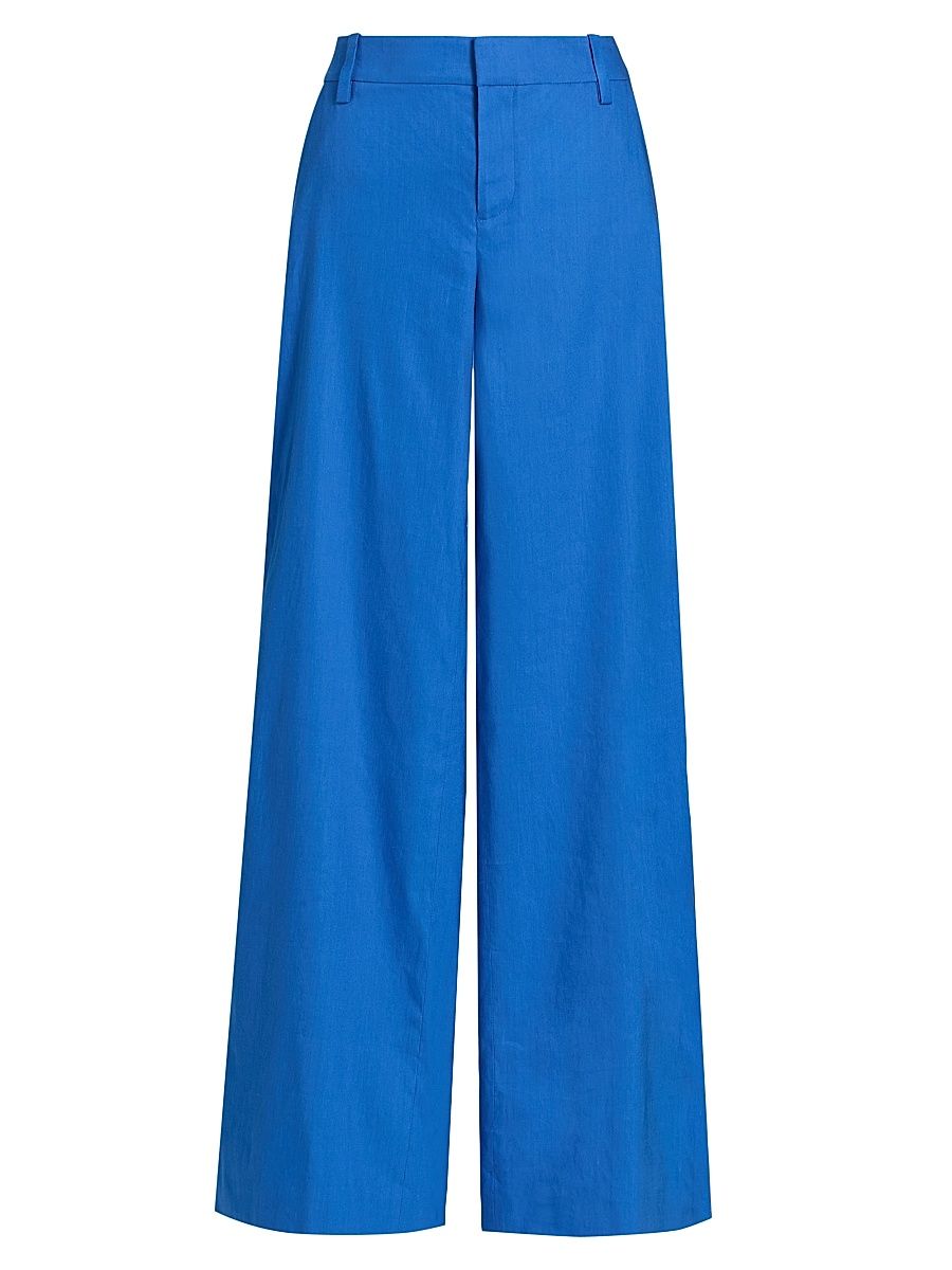 Women's Stu Linen-Blend Low-Rise Baggy Pants - Blue Iris - Size 14