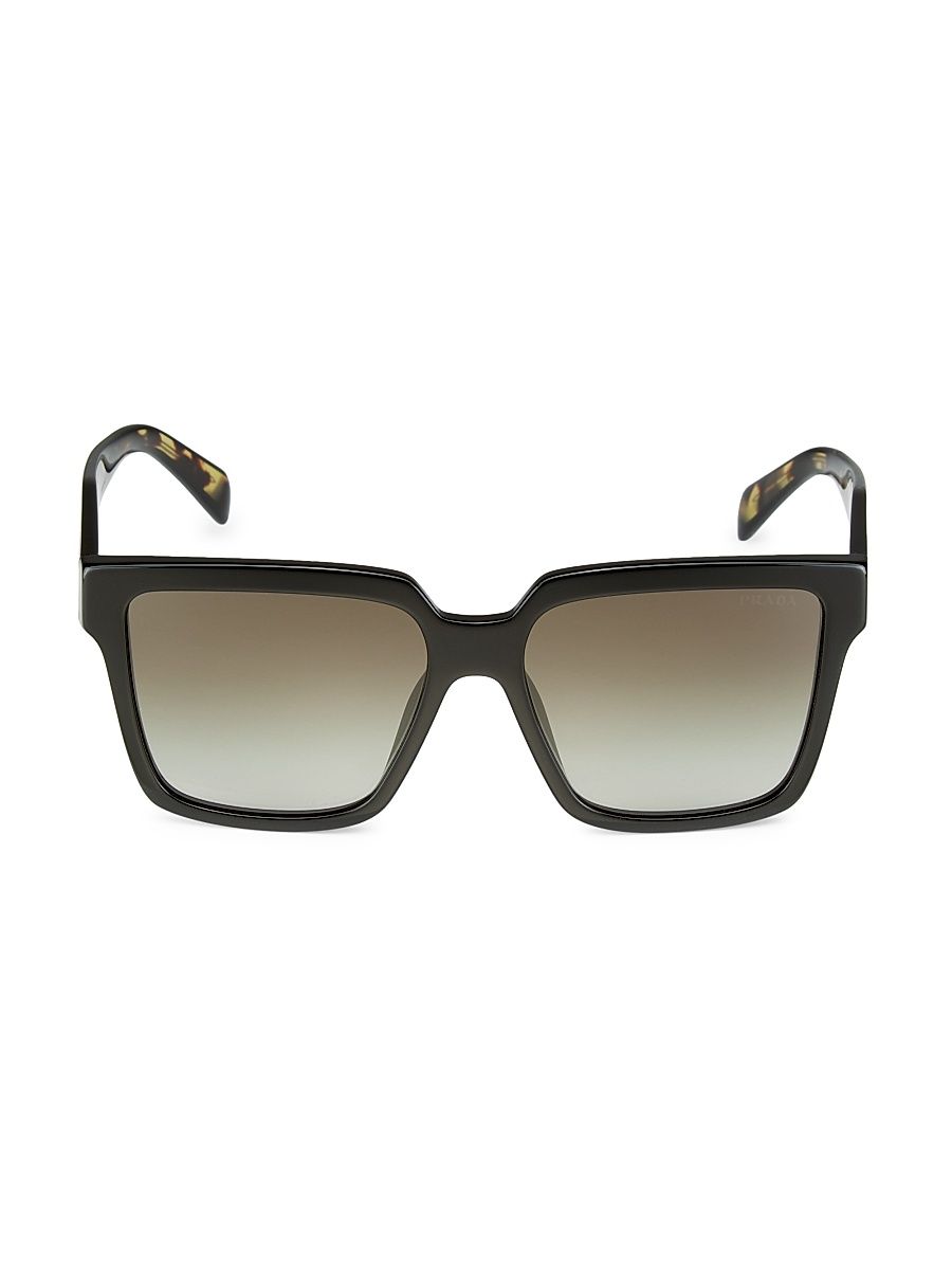 Women's 56MM Square Sunglasses - Black Havana Gradient