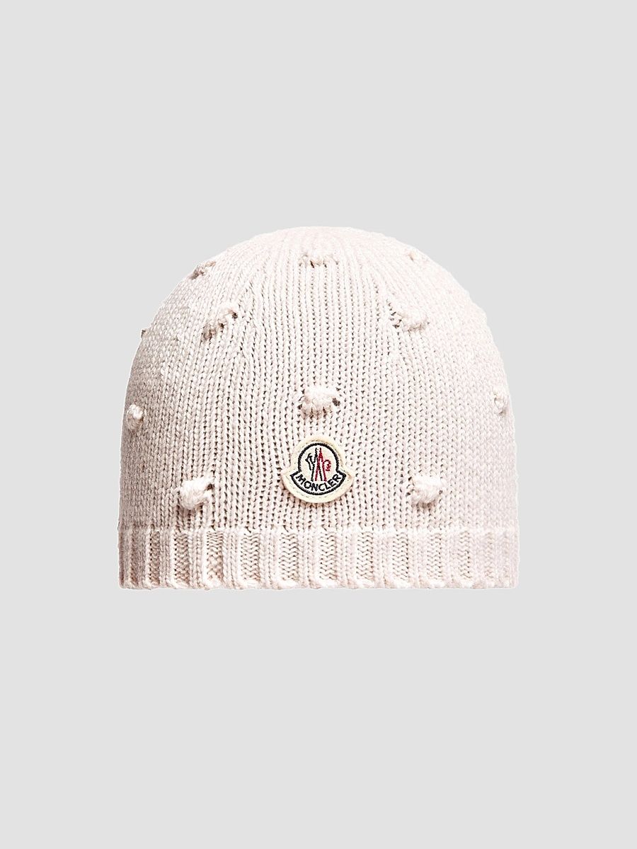 Baby Girl's and Little Girl's Beanie Hat in Wool Cashmere - Light Pink - Size XS