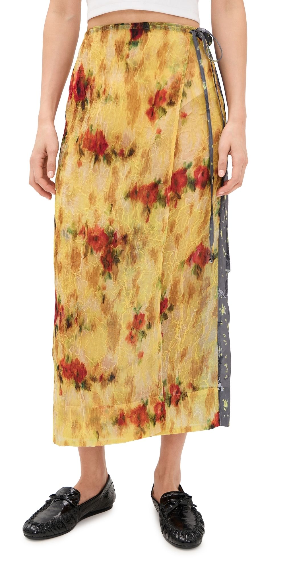 GANNI Shibori Fluid Wrap Skirt Aurora 38