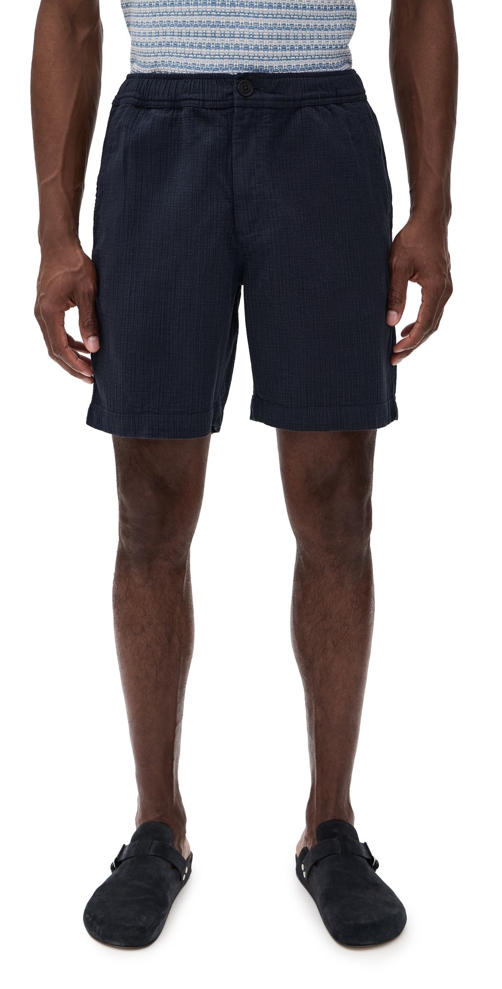 Wax London Cotton Linen Kurt Shorts Navy 36