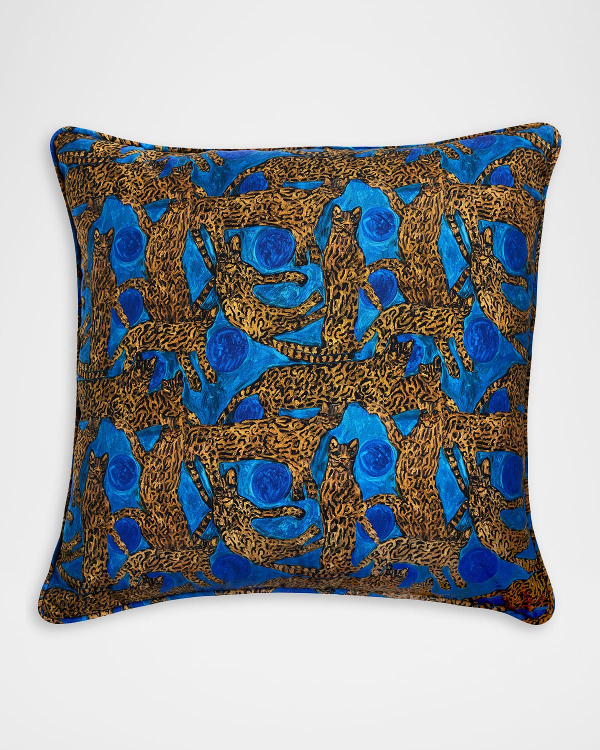 Ocelots & Blue Pearls Decorative Pillow, 22" Square