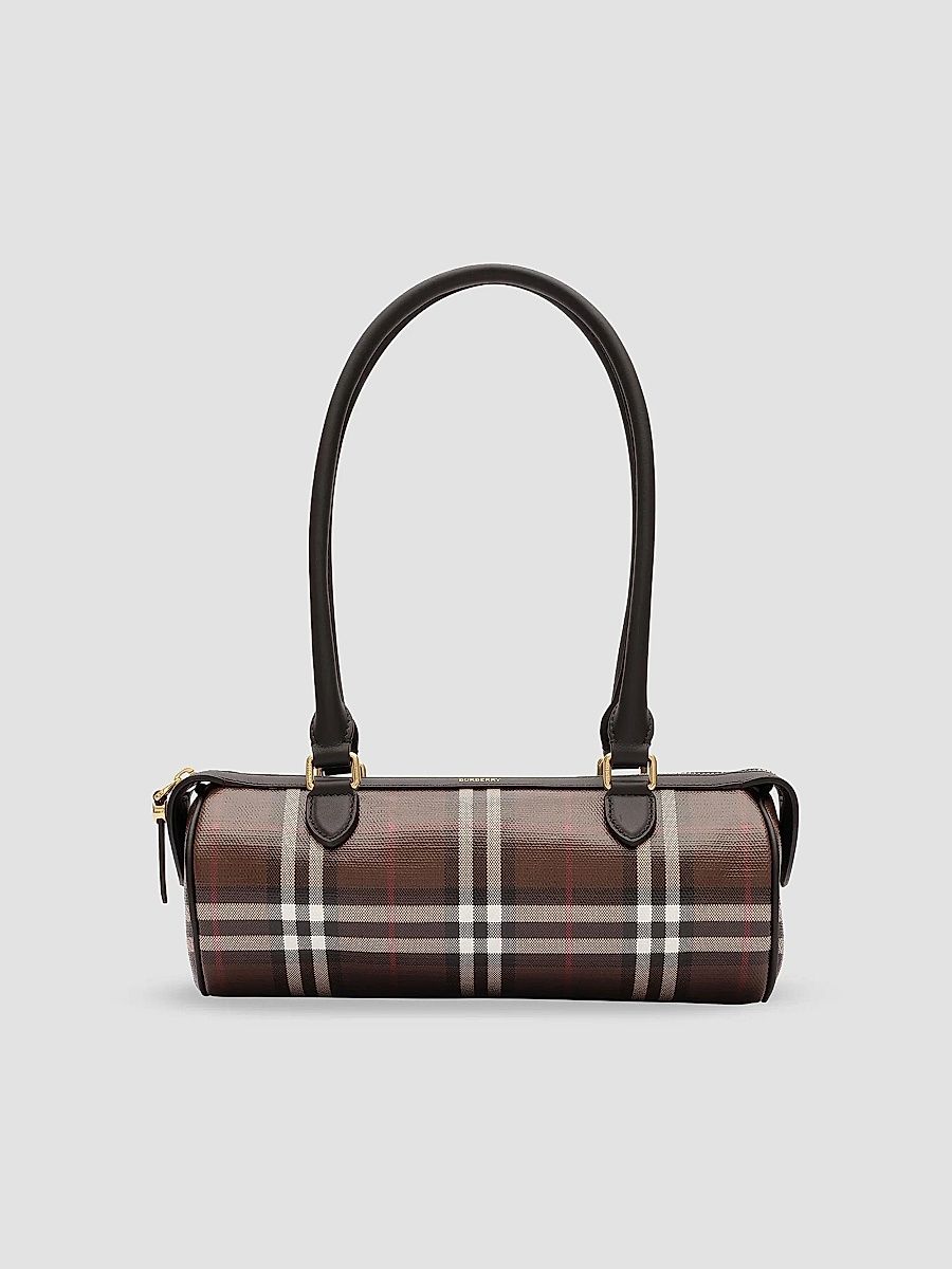 Burberry Women's Mini Check Barrel Bag - Chocolate Brown