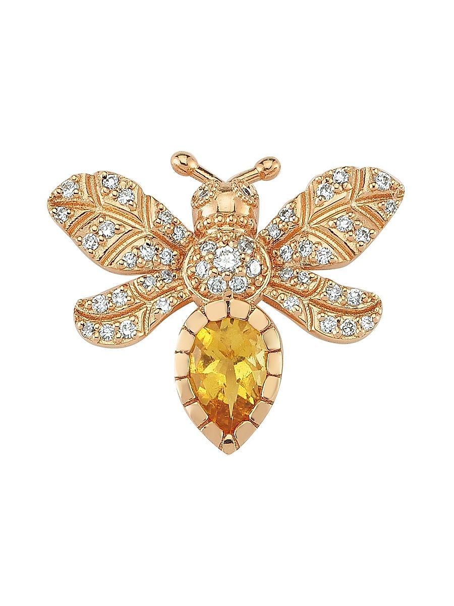 Women's Honey Bee 14K Rose Gold, Diamond & Citrine Single Earring - Rose Gold