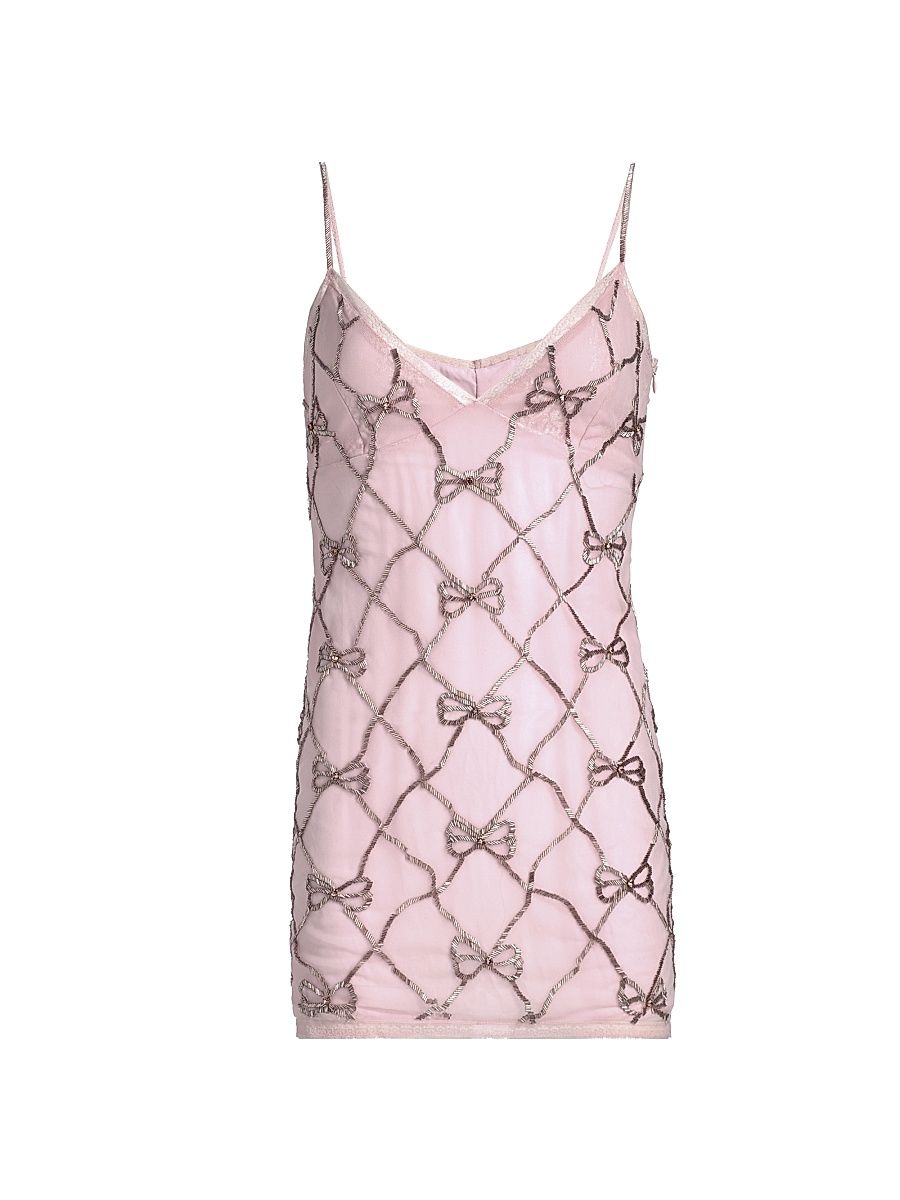 Women's Shella Beaded Bow Minidress - Sweetheart Pink - Size 00