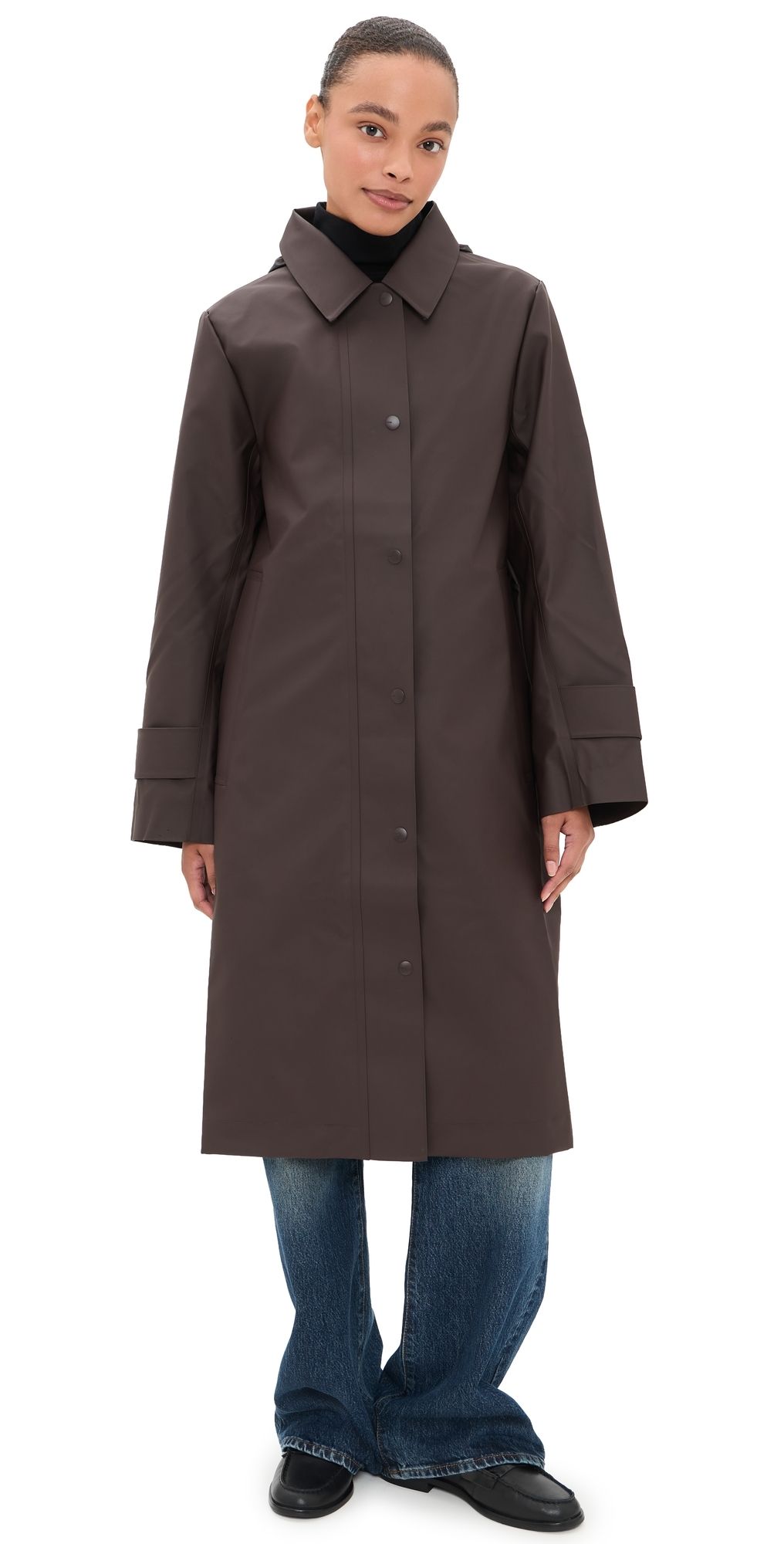 Rains Nara Long Jacket Bark L