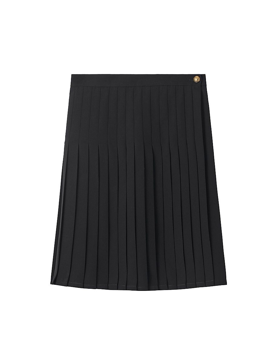 Women's Eleonora Pleated Wool-Blend Twill Miniskirt - Black - Size 12