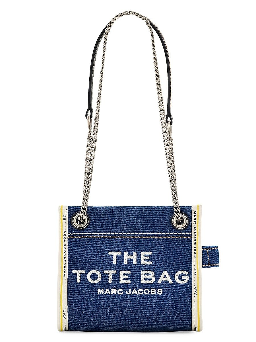 Women's The Denim Chain Crossbody Tote Bag - Dark Wash