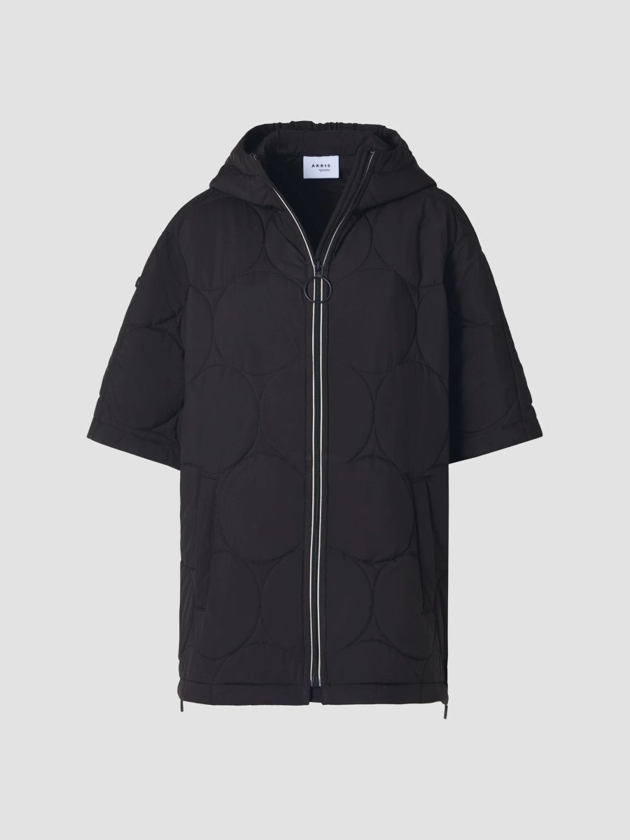 Akris punto Women's Short-Sleeve Puffer Coat - Black - Size 14