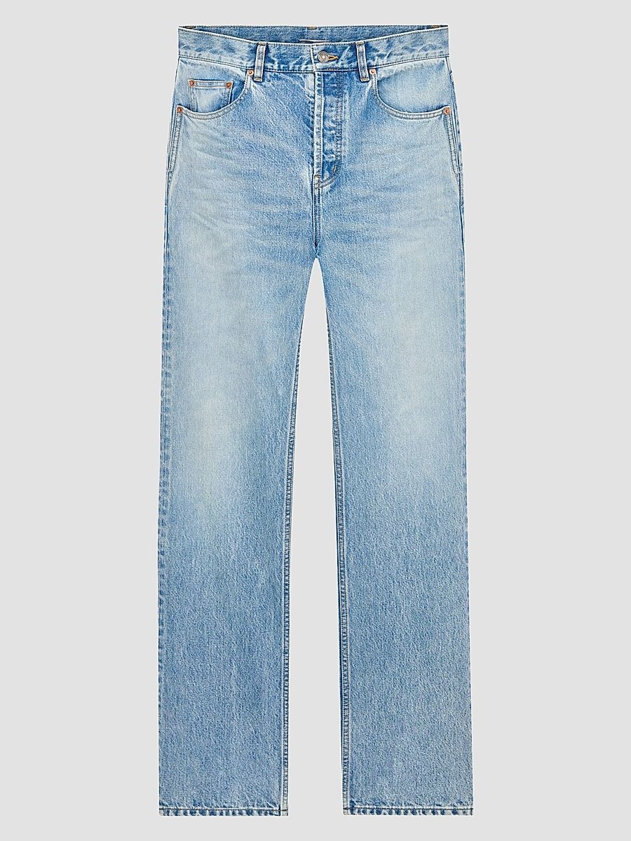 Saint Laurent Men's Baggy Mid Rise Jeans - Blue Salt - Size 33