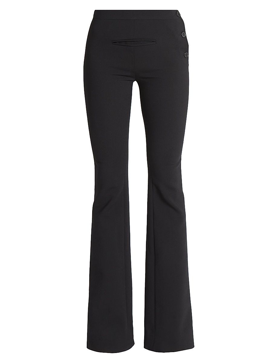 Women's Oblique Wool-Blend Boot-Cut Pants - Black - Size 6