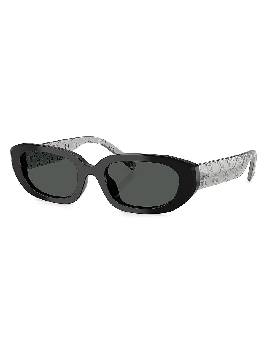 Women's 52MM Rectangular Sunglasses - Grey Black