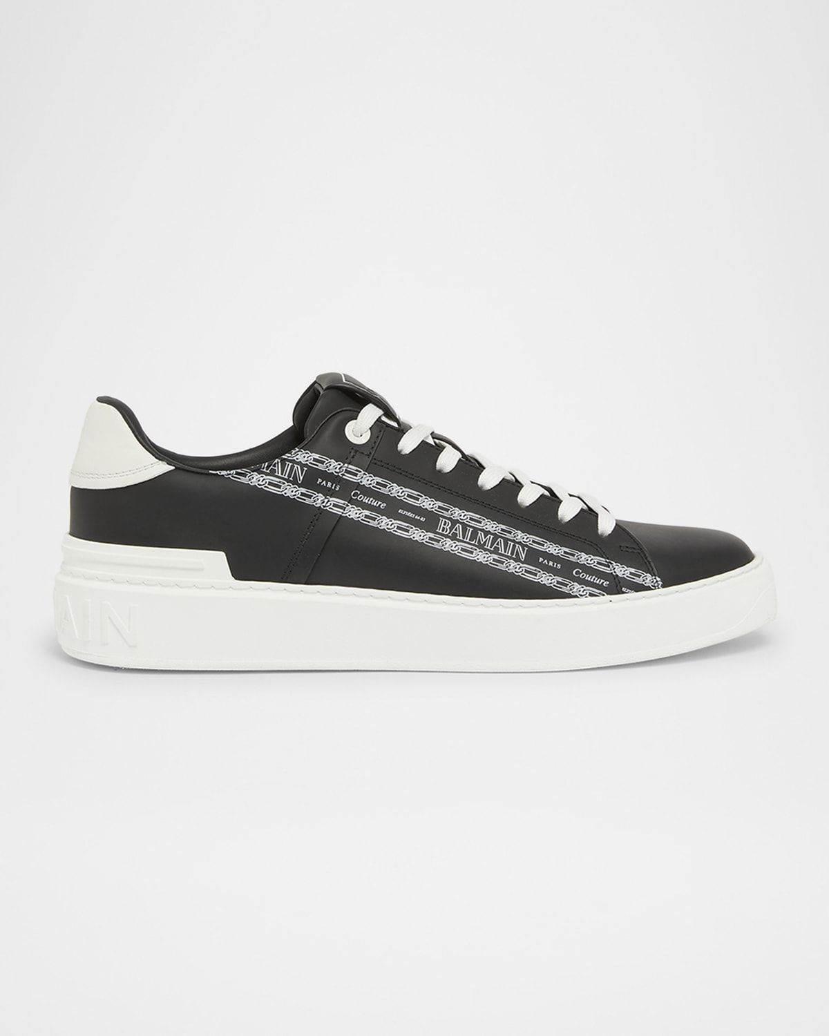 Men & apos;s B-Court Chain Logo Calfskin Low-Top Sneakers