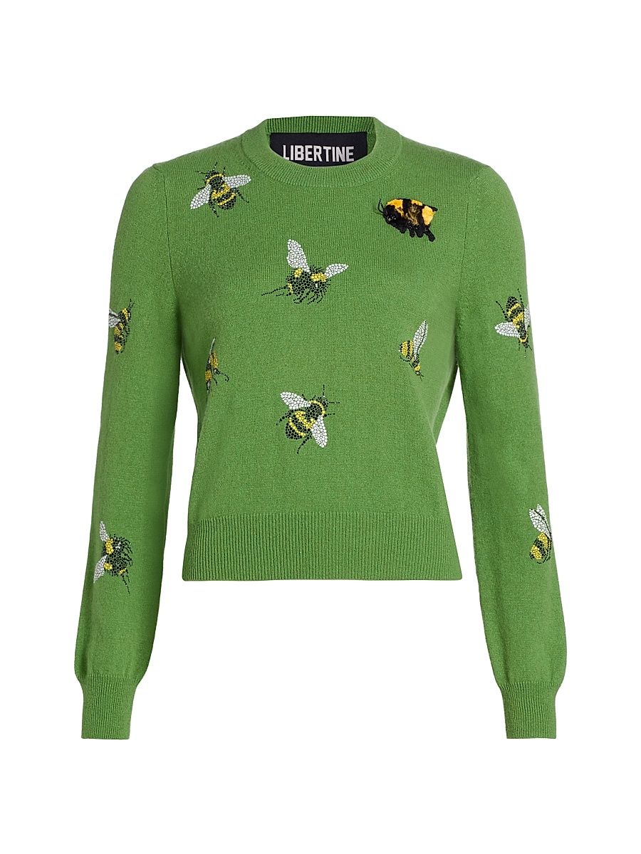 Women's Buzz Off Shrunken Cashmere Sweater - Kiwi - Size Medium