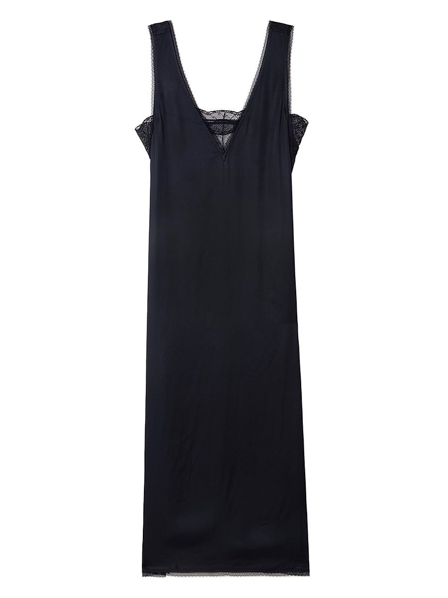 Zadig & Voltaire Women's Renzo Satin V-Neck Slip Dress - Black - Size Medium