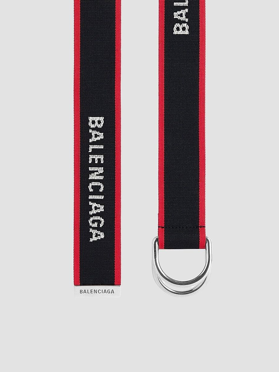 Balenciaga Men's D Ring Belt - Black Red