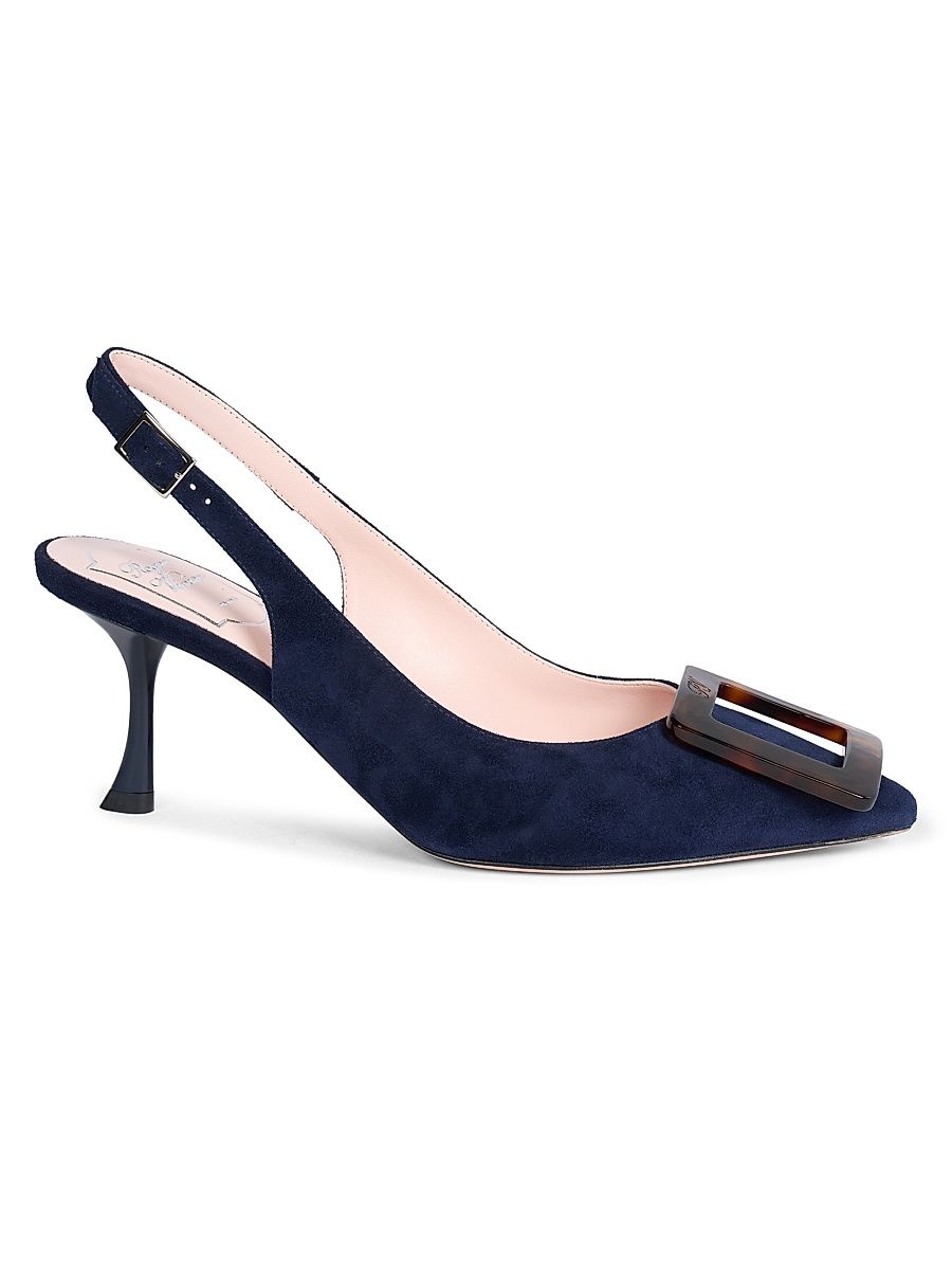 Women's Viv In The City 65MM Suede Slingback Pumps - Dark Navy - Size 12