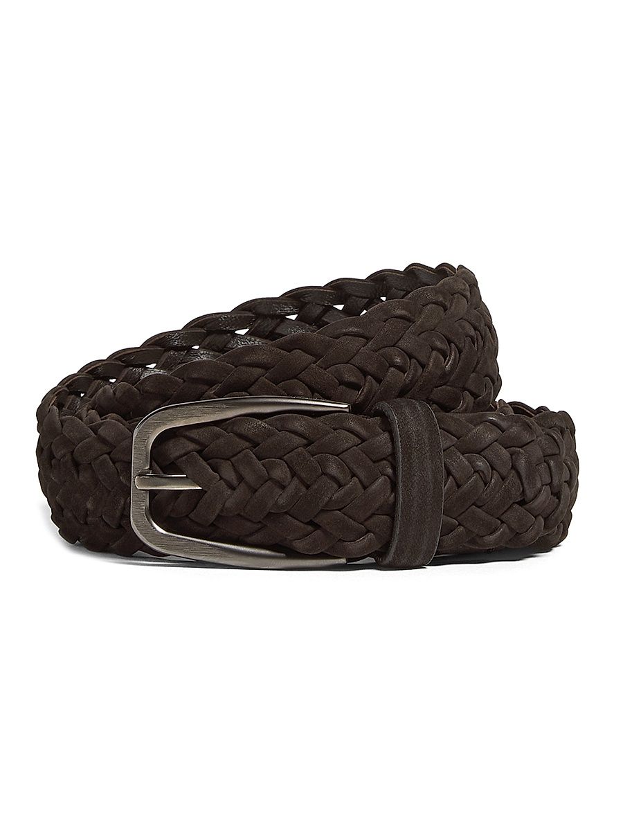 Men's Braided Leather Belt - Brown - Size 42