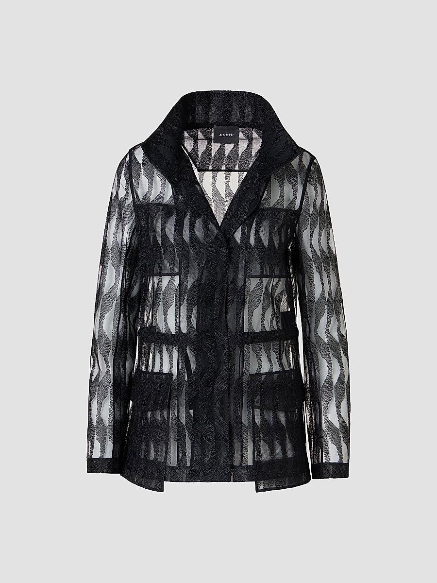 Women's Chianti Embroidered Tulle Jacket - Black - Size 14
