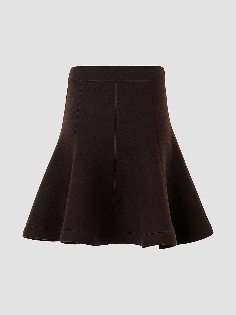 Women's Boiled Wool Panel Mini Skirt - Espresso - Size 10