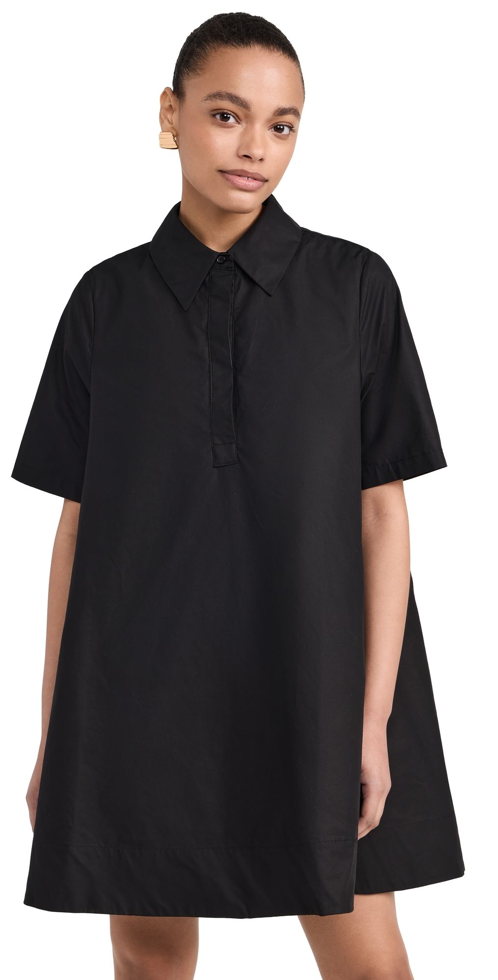 English Factory A-line Short Sleeve Shirt Dress Black S