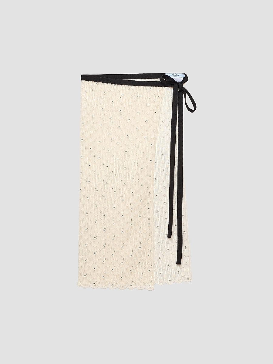 Women's Embroidered Lace Skirt - Beige