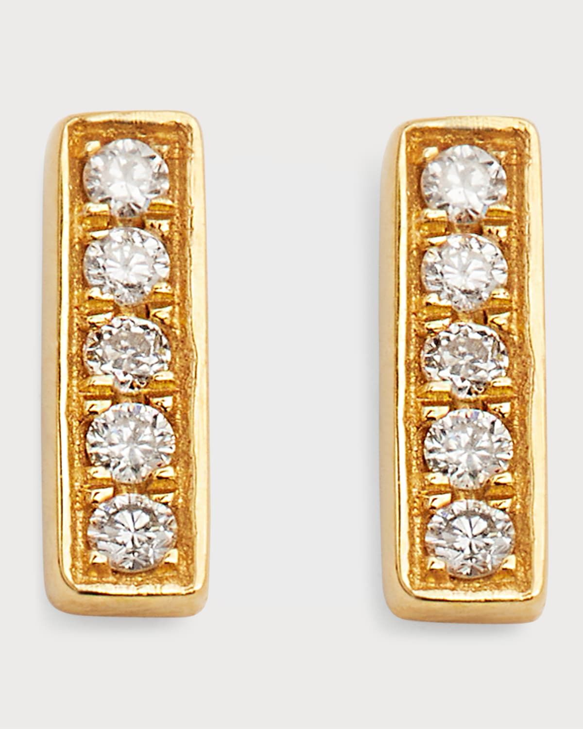 14k Gold Diamond 0.06ct Bar Stud Earrings