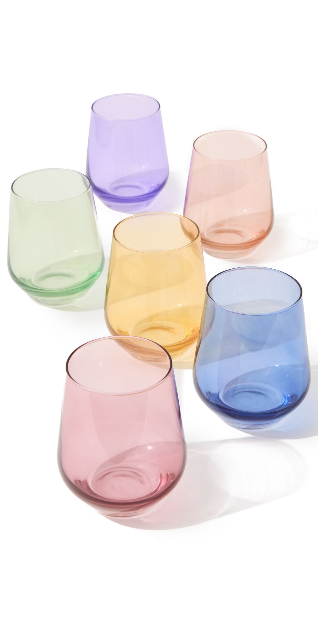Estelle Colored Glass Stemless Set of 6 Pastel Mix One Size